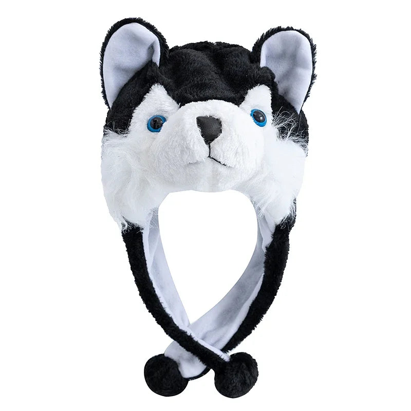 Women's HSF Marketplace plush 3D animal decorative winter hat with funny mischievous couple design