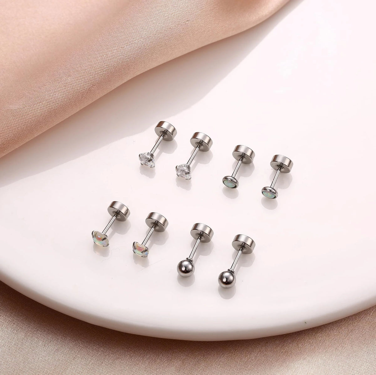 10 pairs flat back stainless steel earrings for sensitive ears by HSF Marketplace