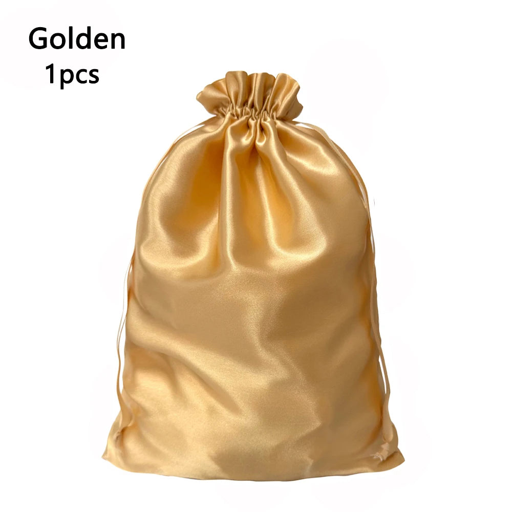 1/5pcs Satin Bags for Packaging Hair Extensions, Bundles, Wigs Soft Silk Pouches With Drawstring for Hair Tools Storage Bags