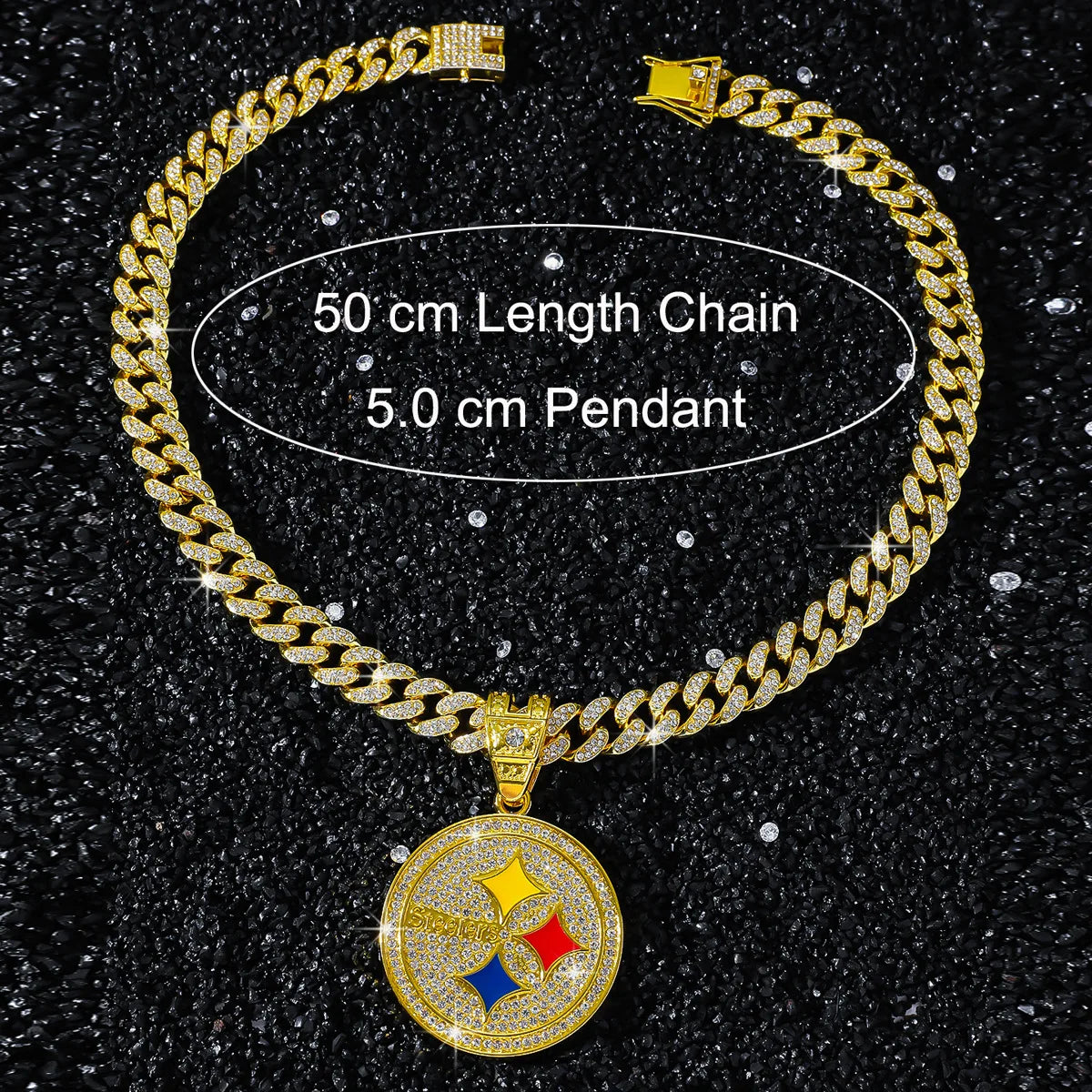 Men's hip hop style personalized disc logo pendant necklace, creative jewelry with chain and custom disc design.