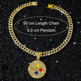 Men's hip hop style personalized disc logo pendant necklace, creative jewelry with chain and custom disc design.
