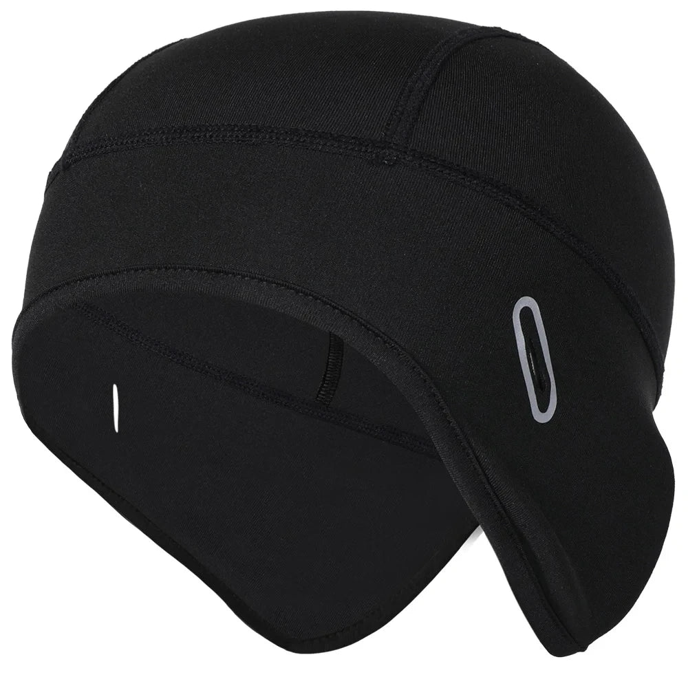 Women's winter fleece beanie hat with ear cover, windproof thermal skull cap for skiing and snowboarding