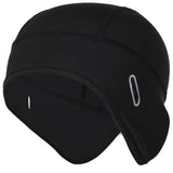 Women's winter fleece beanie hat with ear cover, windproof thermal skull cap for skiing and snowboarding