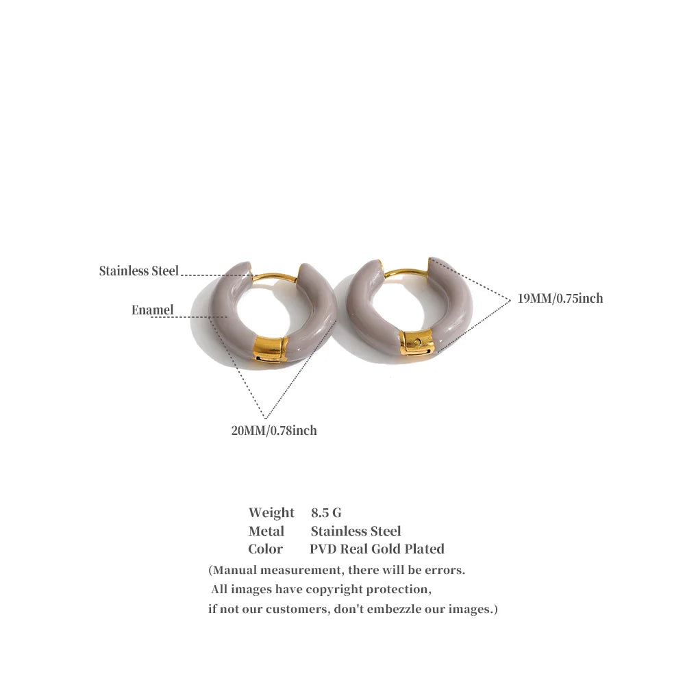 Minimalist stainless steel enamel hoop earrings in lavender and beige by HSF Marketplace
