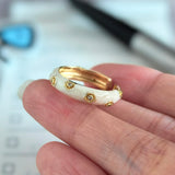 925 Sterling Silver Open Finger Ring Golden Enamel Donut Dazzling Geometric Punk For Women Jewelry Gift Dropship Wholesale