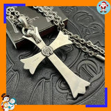 Retro large cross flame sword pendant necklace for women by HSF Marketplace