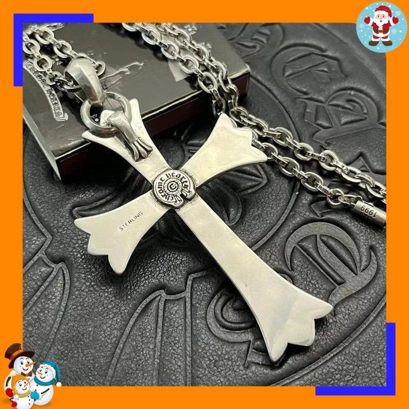 Retro large cross flame sword pendant necklace for women by HSF Marketplace