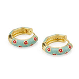 Flower cloisonné hoop earrings for women, bohemian-style jewelry by HSF Marketplace