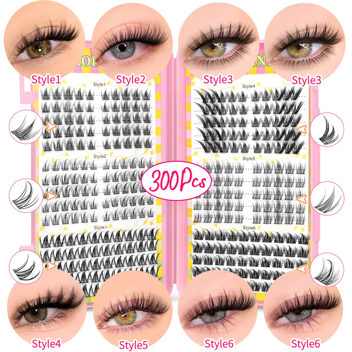 Natural Eyelash Clusters 320 pcs Volume Mixed Tray false eyelashes by HSF Marketplace