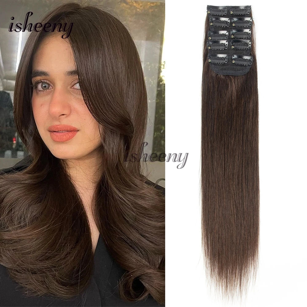 Invisible clip-in real human hair extensions, 5-piece pack with mini clips, Remy hair, 12–18 inch lengths