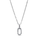 Elegant silver heart-shaped bow necklace with zircon accents, stylish jewelry for women, perfect for Valentine's Day or special occasions.