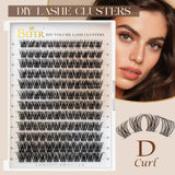 BEFER Cluster Lashes D Curl DIY Eyeslash Extension Manga Lash Cluster Fluffy Volume Individual Natural False Eyelashes Clusters
