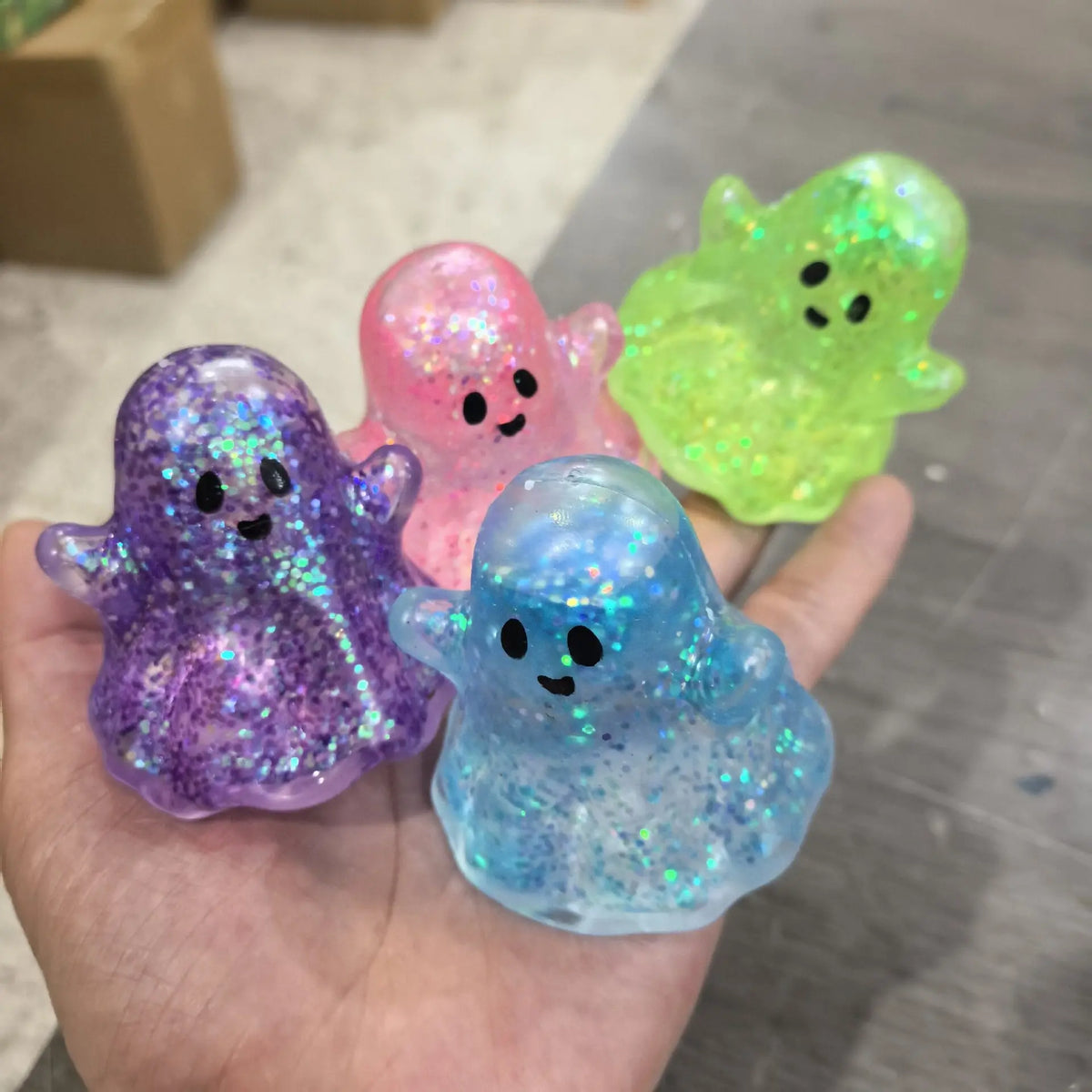 Glitter luminous maltose squishy stress relief sensory toy from HSF Marketplace, perfect for Halloween party favors and slow rebound squeezing