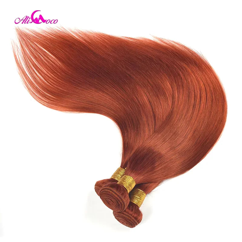 5x5 Closure With Human Hair Bundles Ali Coco Orange Ginger Bundles With Closure Brazilian Human Hair Bundles With Closure Remy