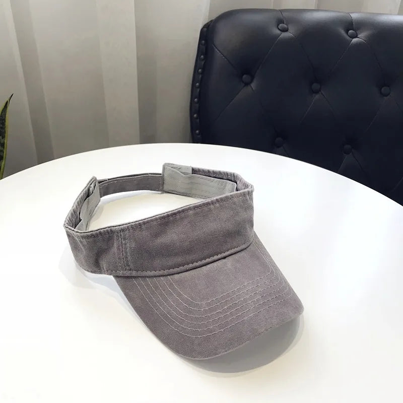 Women's washed cotton summer sun hat, empty top cap with visor for sports, travel, beach, golf, and UV protection
