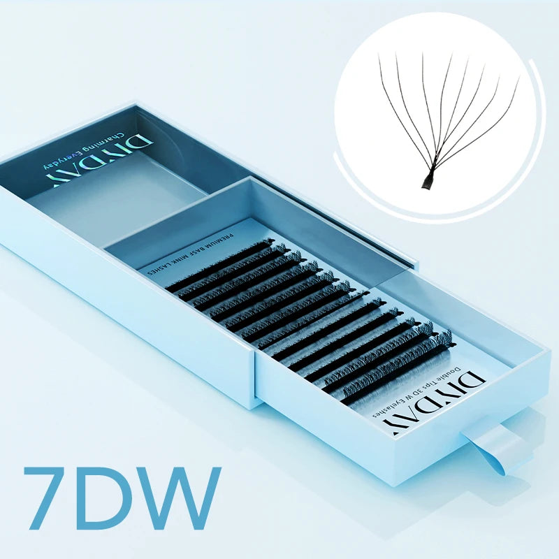 DIYDAY 3D W lashes extension 6D W-shaped bloom premade eyelash fans, C D curl natural false eyelashes