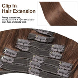 HSF Marketplace 24-inch real human hair clip-in extensions, 8-piece set in color #4 chocolate brown and natural black