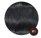 7-piece clip-in human hair extensions, natural straight Remy hair weft in 12–26 inch lengths