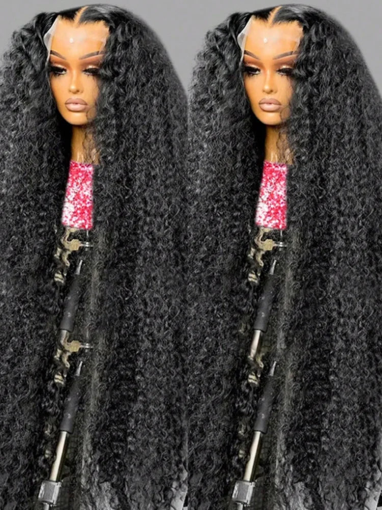 13x6 Glueless Brazilian Deep Wave Curly HD Lace Frontal Wig 250 Density Preplucked Water Resistant Human Hair for Women