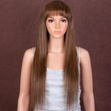 Blonde Rebecca straight human hair wig with bangs, full machine-made, Peruvian Remy hair, colored wig in P4/30/27 style