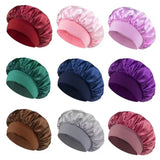 Satin bonnet sleep cap for curly hair by HSF Marketplace, shown in a close-up product view