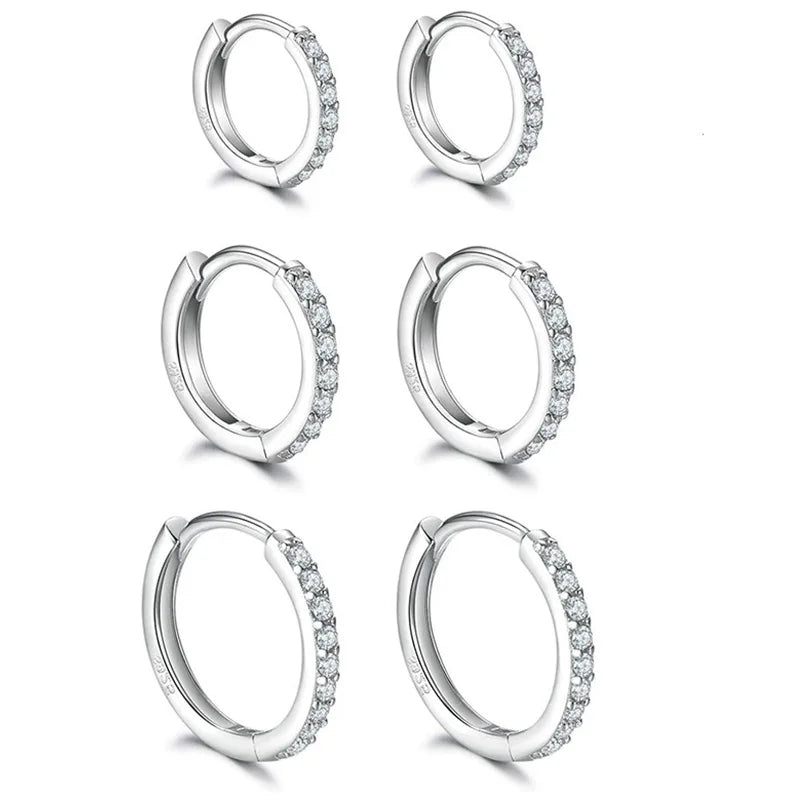 Gold plated zirconia huggie hoop earrings for women and girls, featuring sparkling stones and a secure clasp