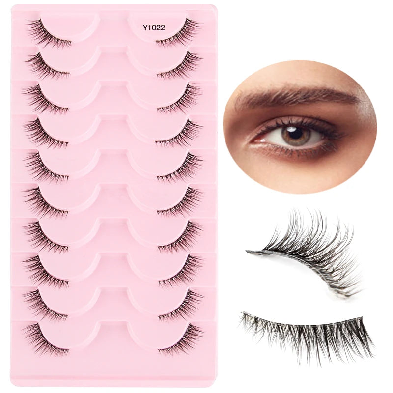 Half Eyelashes False Lashes 10-5 Pairs Cat Eye Eyelashes Eyelash Extension 3D Mink Half Lash Natural Makeup Faux Cils Maquiagem