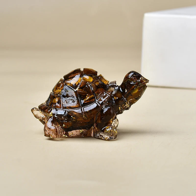 Natural Crystal Turtle, Composed of Crystal Fragments and Resin, Is an Ideal Gift for Home Decoration.