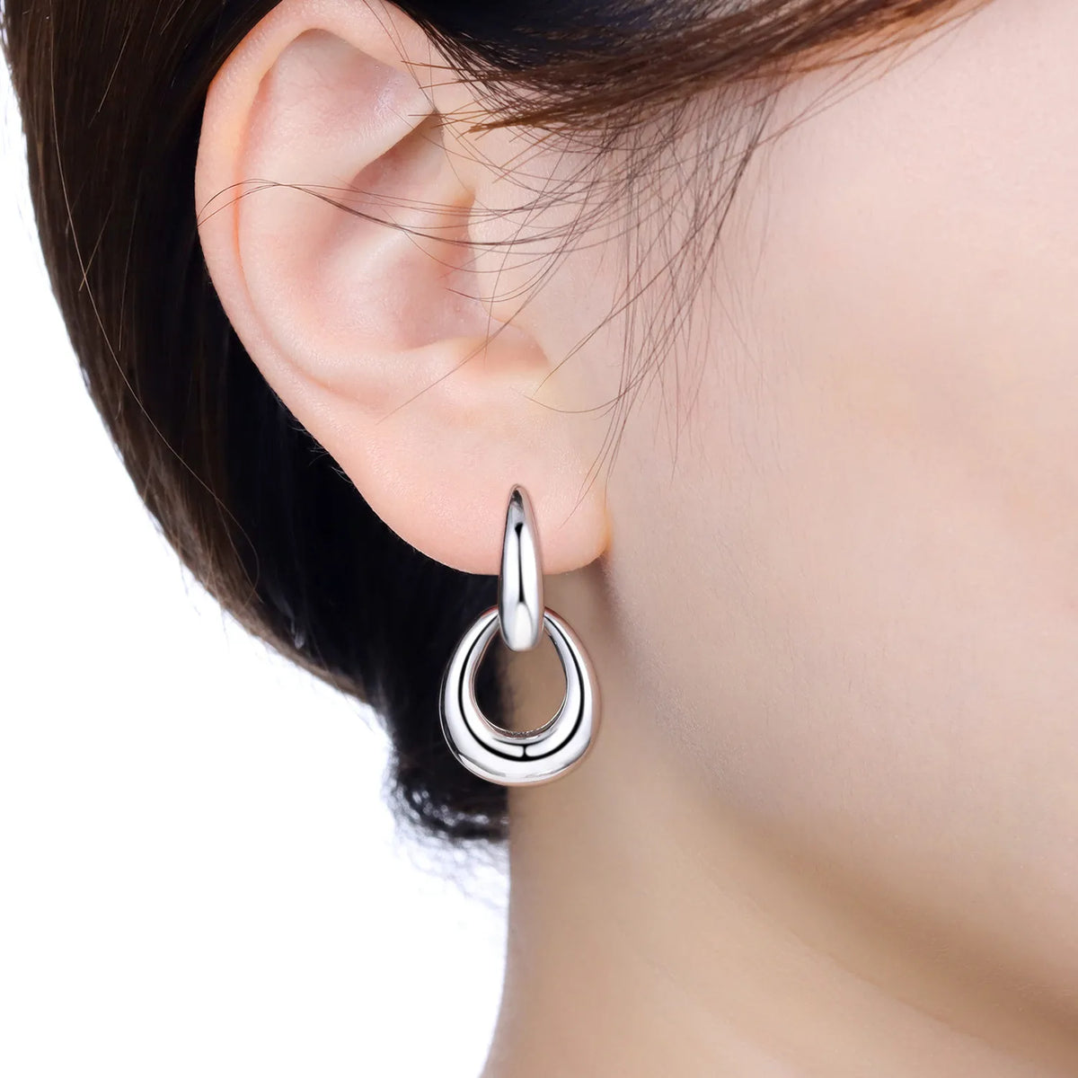Orstarry 925 sterling silver double loop minimalist drop earrings for women, versatile charm jewelry
