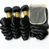 Loose Wave Bundles With HD Lace Frontal 13X4 Indian Virgin Human Hair 3/4 Bundles With Closure Raw Hair 4X4 Closure With Bundles
