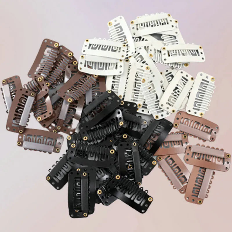 50/20pcs 2.3cm-3.2cm Black Brown Color Wig Clips Snap Clip For Hair Extension Wig Weft Wig PP Hairpins Large Clips Styling Tools