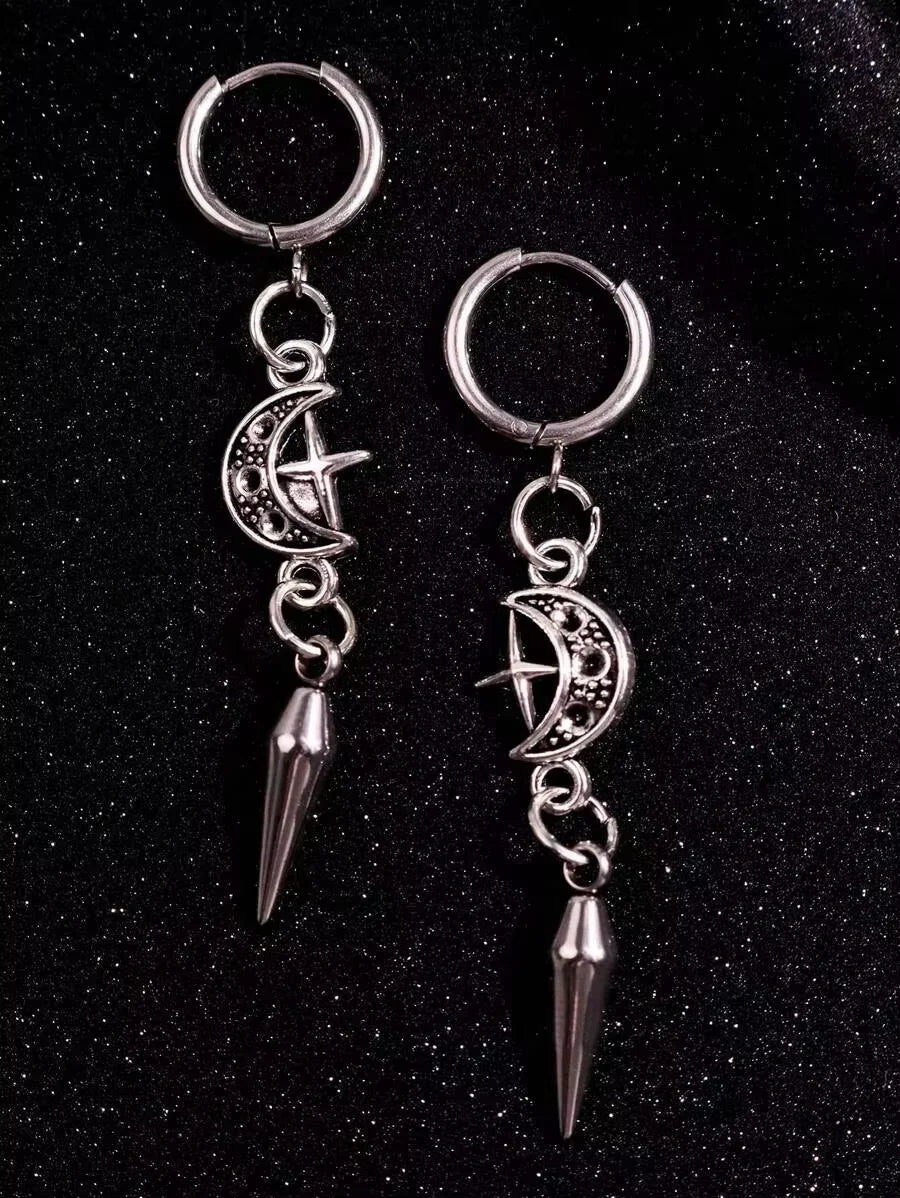 Classic star earrings, chunky dangly y2k goth grunge jewelry with an edgy punk aesthetic by HSF Marketplace