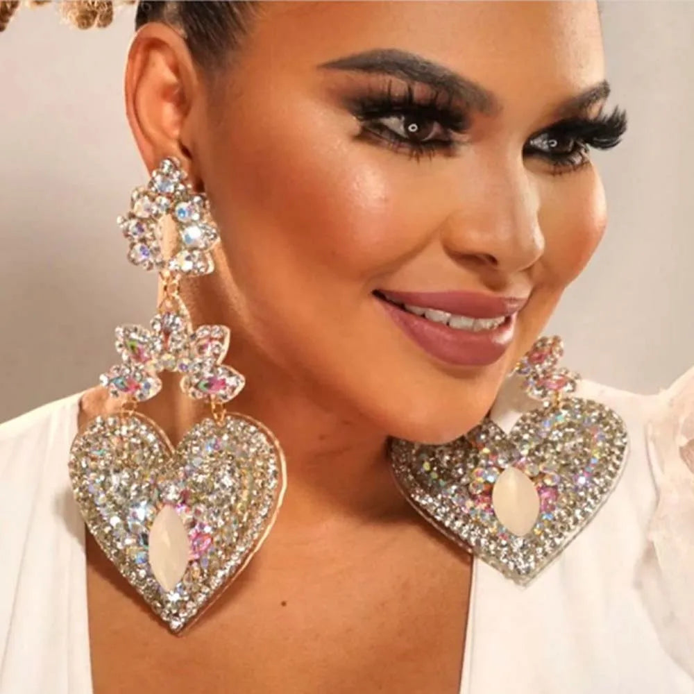 HSF Marketplace exaggerated heart dangle earrings, elegant jewelry for weddings and parties