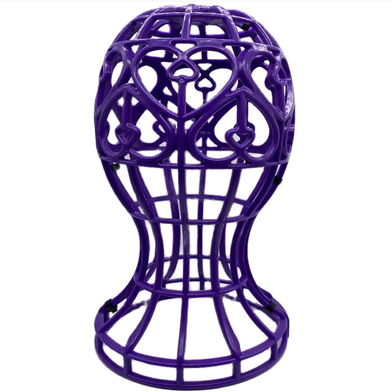 Foldable lantern-shaped plastic wig stand for hats and wigs by HSF Marketplace