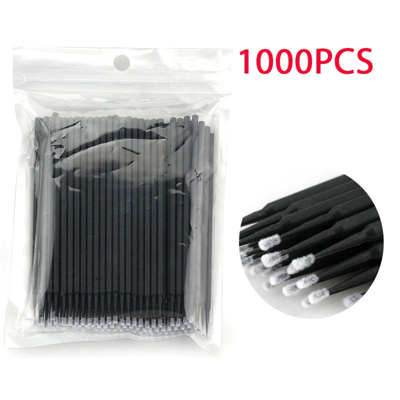 Set of 500/1000PCS HSF Marketplace micro brushes for eyelash extension application and removal, crystal swab applicators, false eyelash tools