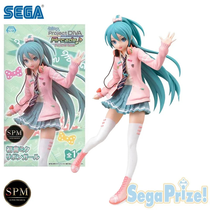 SEGA SPM Hatsune Miku Ribbon Girl Project DIVA PVC anime action figure, 23cm collectible model toy