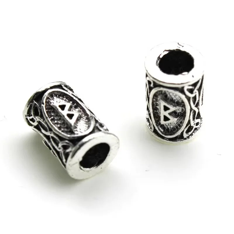 10Pcs/Lot Viking Rune Beads Alloy Tube Spacer Beads Hair Braid Beard Dreadlock Beads Knife Beads Pendant for DIY Jewelry Making