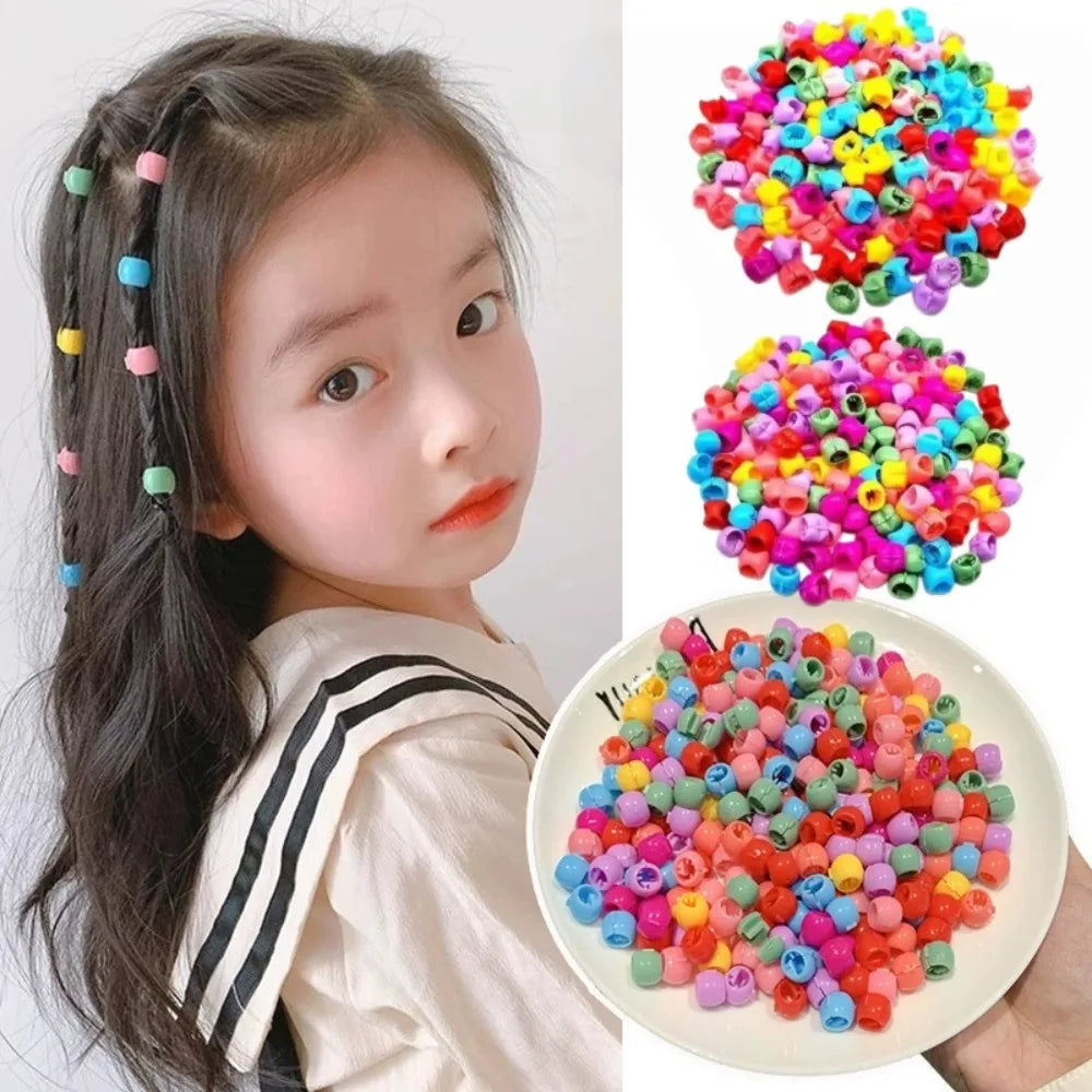Colorful plastic hair beads and claw clips for braids, 50-piece hair styling set by HSF Marketplace