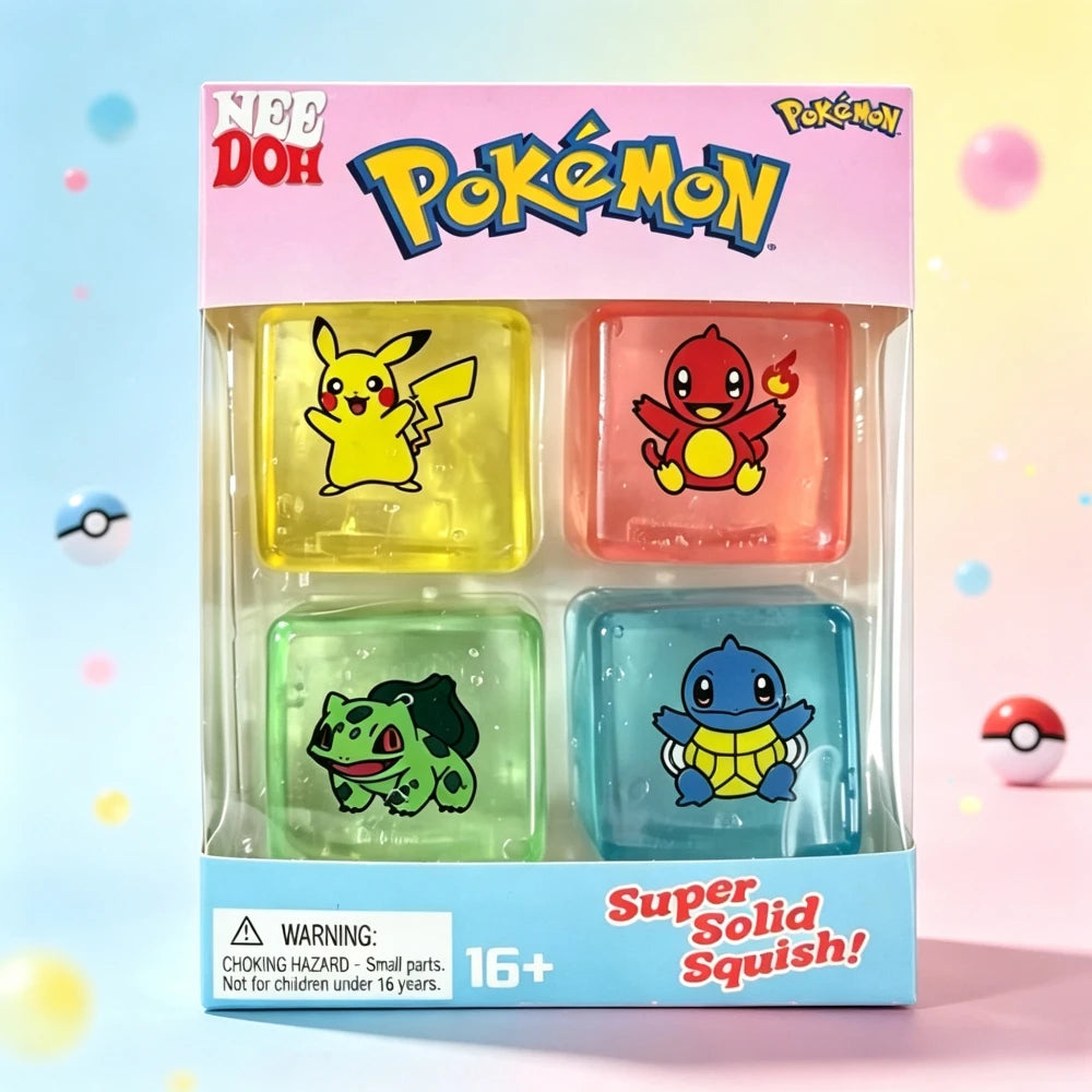Set of four NeeDoh Nice Ice Cube mini squishy sensory toys by HSF Marketplace, designed for stress relief and sensory play.