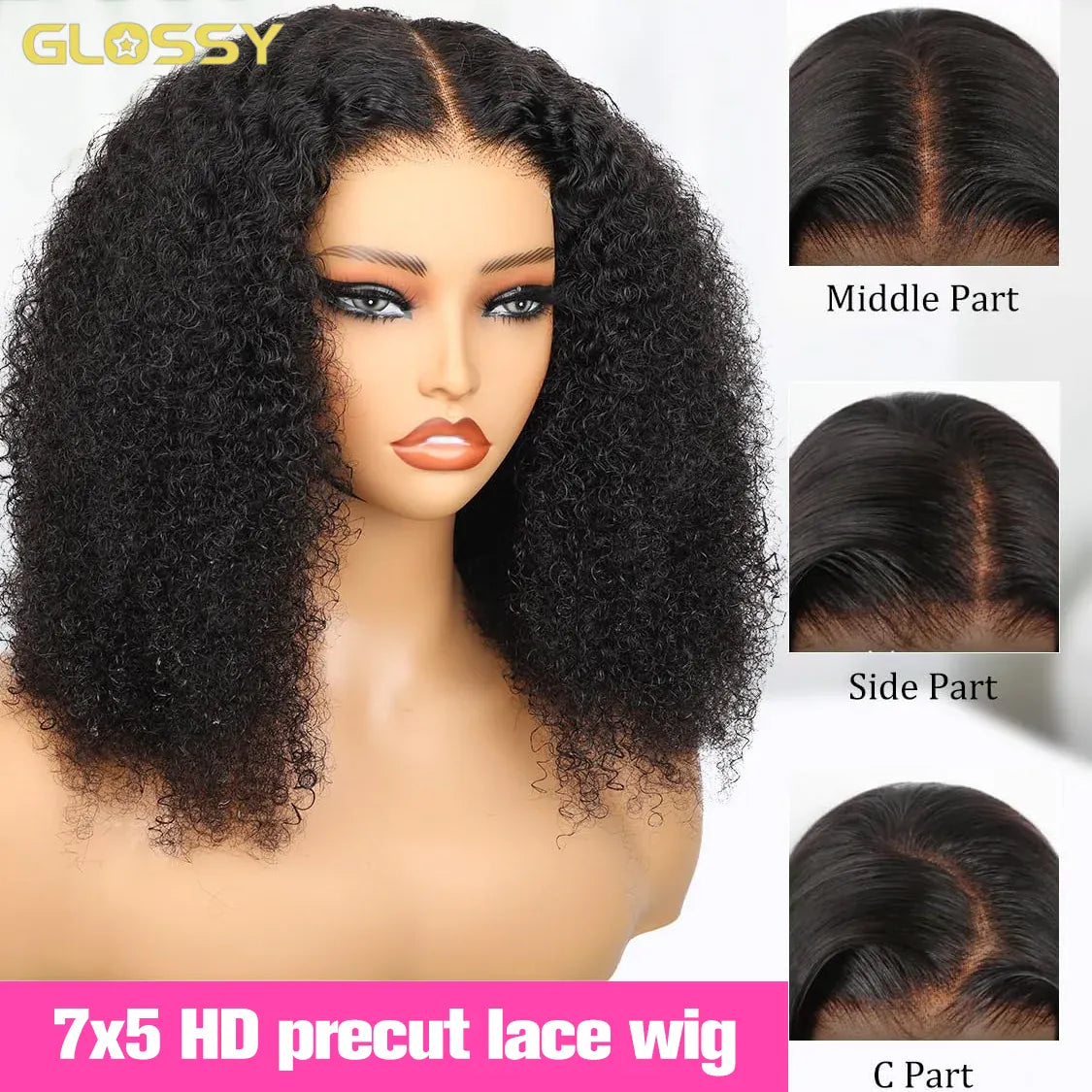 250% 4C Edges Lace Afro Kinky Curly Glueless Wig Human Hair Wear And Go Wig Curly 100% Human Hair Wigs  13x6 HD Lace On Sale