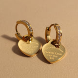 Gold color XE-221 heart pendant zircon stainless steel earrings jewelry set by HSF Marketplace