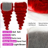 Real Pictures Hot Red Loose Deep Wave Bundles with HD Closure &Frontal Wholesale 10-30 Inch Raw Human Hair Bundles With Closure