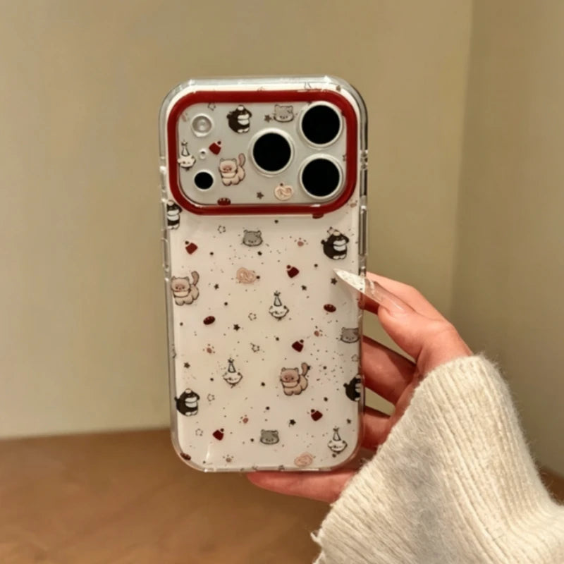 Korean cat pattern phone case for iPhone 11–18 Pro Max by HSF Marketplace