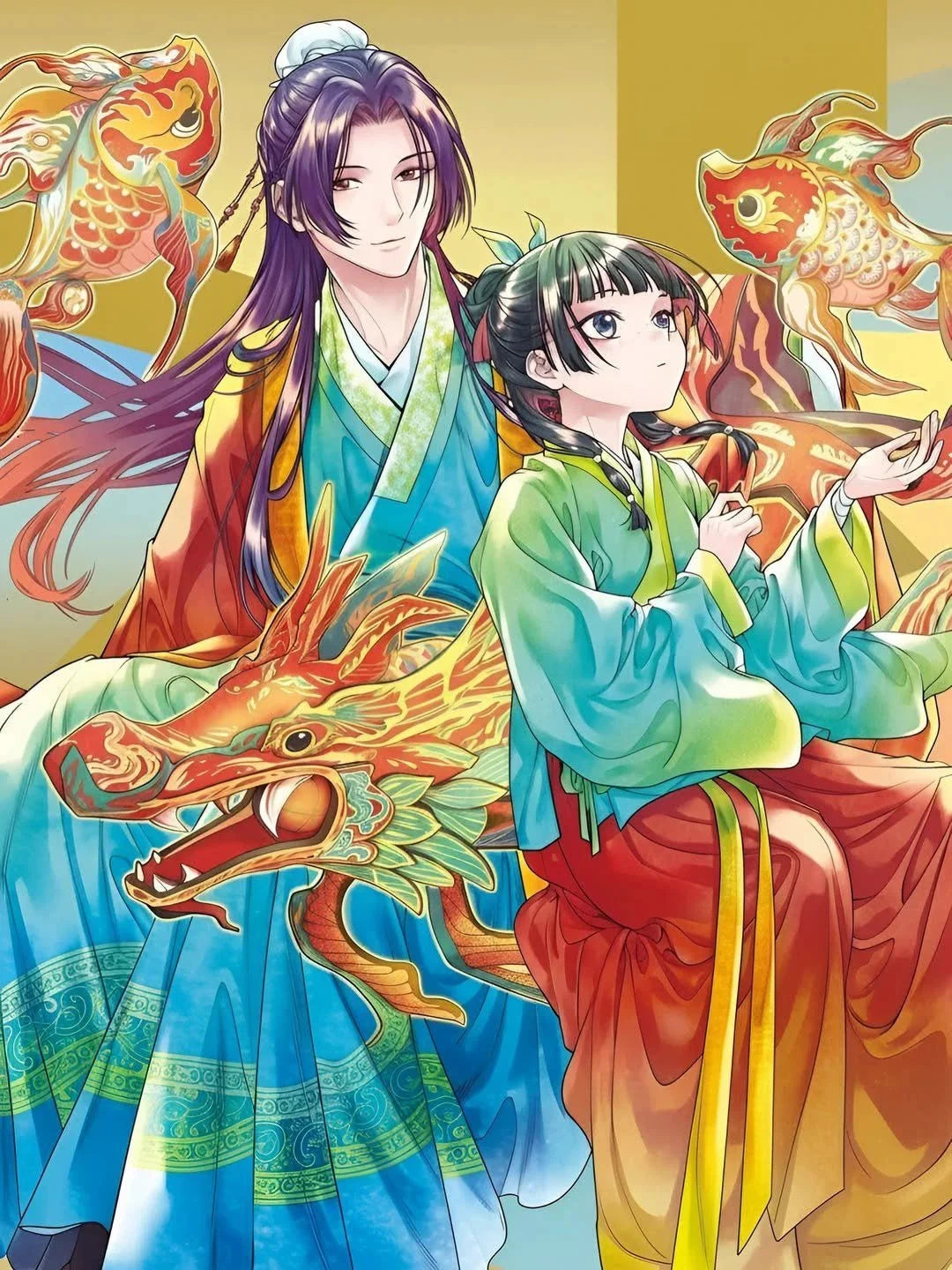 Japanese manga art poster featuring Maomao and Jinshi canvas print in detailed illustrated style