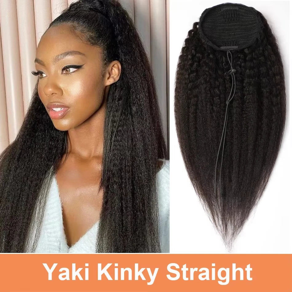 HSF Marketplace water wave wrap-around drawstring ponytail human hair extension in long wavy style