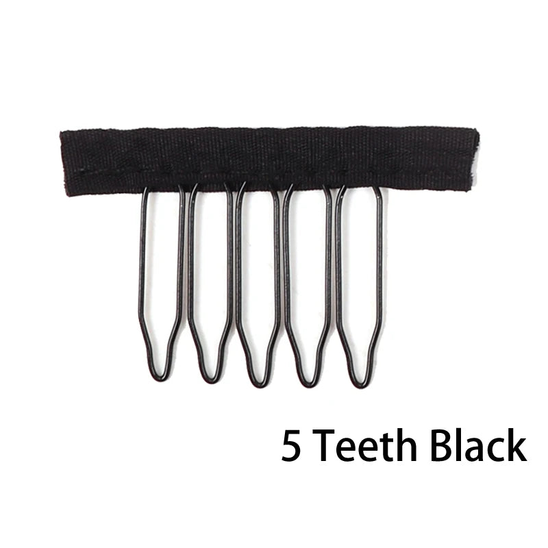 Nunify Wig Comb Clips 4 Teeth Hair Extension Clips Stainless Steel Wig Clips Combs Snap Clips With Rubber For Hair Extension