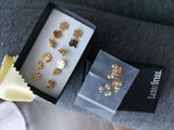 Vintage stud earrings set for women, 6 pairs in gold and silver tones by HSF Marketplace