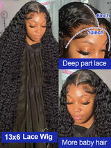 40 Inch 13x6 Deep Wave Hd Lace Front Wigs Human Hair 250 Density Water Wave 13x4 HD Lace Frontal Wigs Pre Plucked With Baby Hair Brazilian Virgin Bouncy Jerry Curly Human Hair Wigs Wet And Wavy Glueless Wigs Human Hair For Wo