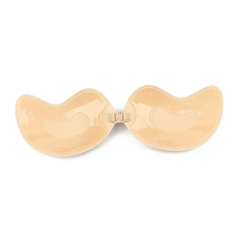 Invisible strapless adhesive stick bra, seamless silicone push-up lingerie with nipple covers for women