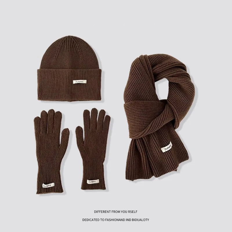 Women's winter warm knitted hat, scarf and gloves set by HSF Marketplace